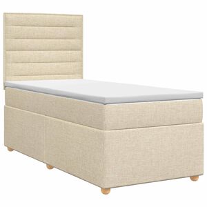vidaXL Boxspringbett mit Matratze mit Kopfteil Creme 90 x 190 cm Stoff