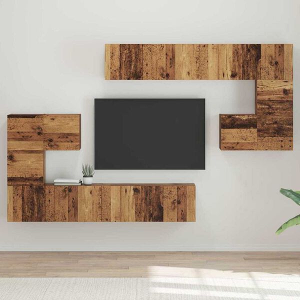 vidaXL TV-Einheiten Wandmontiert 4 pcs Altholz Holzwerkstoff