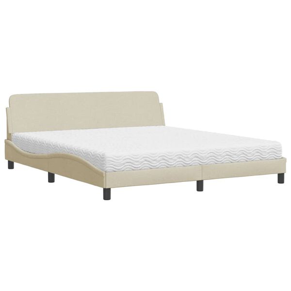 vidaXL Bett mit Matratze "Dover" Creme 180x200 cm Stoff