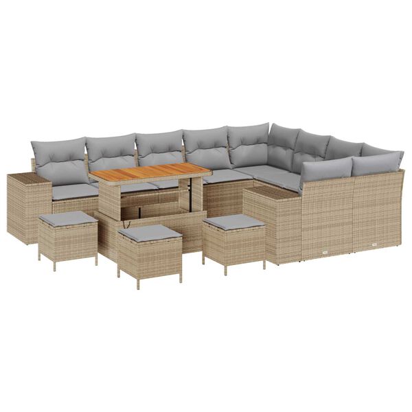 vidaXL Garten-Sofa-Set mit Kissen mit Kissen 13 pcs Beige und Hellgrau