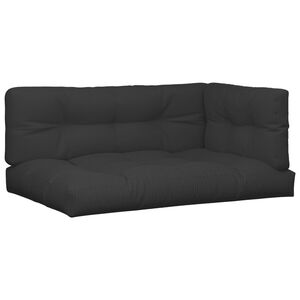 vidaXL Palettenkissen 3-tlg. Schwarz Stoff