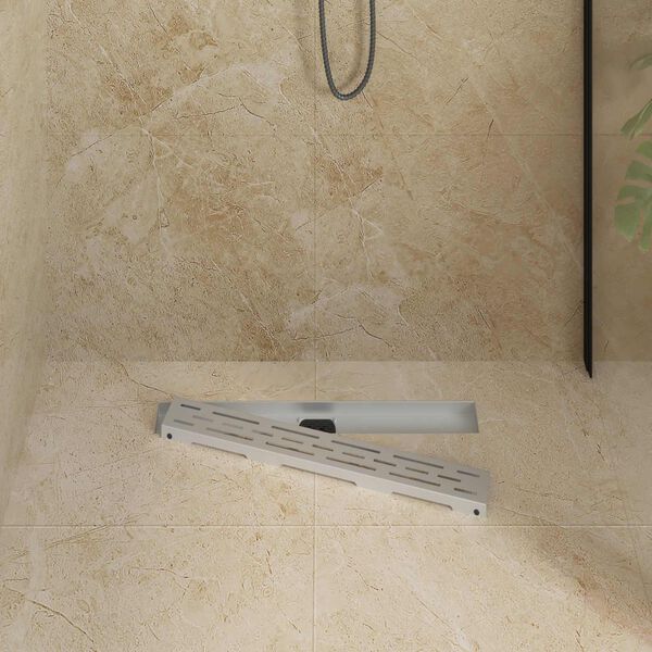 vidaXL Duschabfluss mit Glash&uuml;lle und 360&deg; Siphon Silber 60 cm