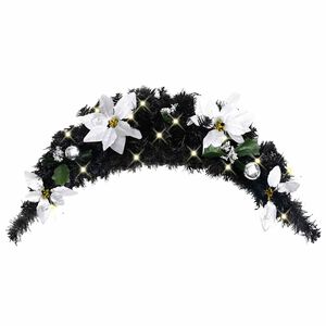 vidaXL Weihnachts-T&uuml;rbogen mit LED-Lichtern Schwarz 90 cm PVC