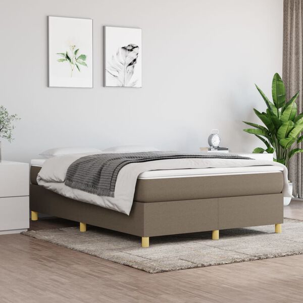 vidaXL Boxspringbett mit Matratze Taupe 140x200 cm Stoff