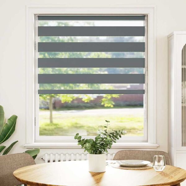 vidaXL Doppelrollo Dunkelgrau 115x100 cm Stoffbreite 110,9 cm Polyester