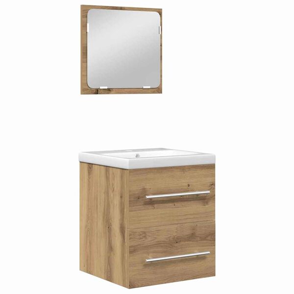 vidaXL Badezimmerm&ouml;bel-Set 2 pcs Schwarz Eichen-Optik Holzwerkstoff