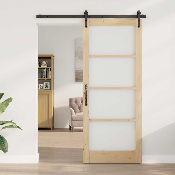 vidaXL Schiebet&uuml;r ORKDAL Natur 86 x 211 cm Massivholz Kiefer und Glas