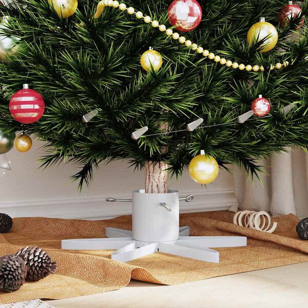 vidaXL Weihnachtsbaumst&auml;nder 1.73 Wei&szlig; 50 x 50 x 15,5 cm Stahl
