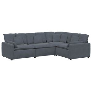 vidaXL Modulares Sofa mit Kissen Samt Dunkelgrau