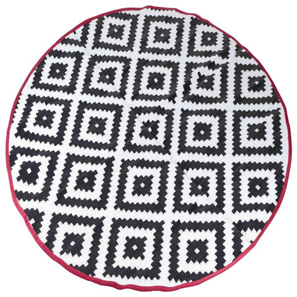 Bo-Camp Outdoor-Teppich Chill mat Falconwood 2 m Rund Schwarz und Wei&szlig;