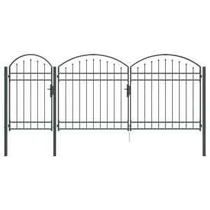 vidaXL Gartentor mit gew&ouml;lbtem Oberteil Grau 400 x 100 cm Stahl