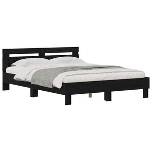 vidaXL Bettrahmen Schwarz Eichen-Optik 160 x 200 cm Holzwerkstoff