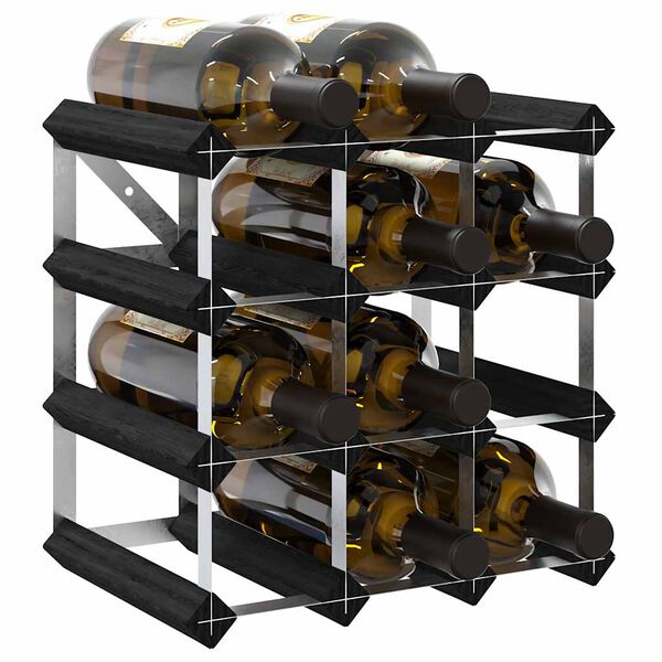 vidaXL Weinregal f&uuml;r 12 Flaschen Schwarz Massivholz Kiefer