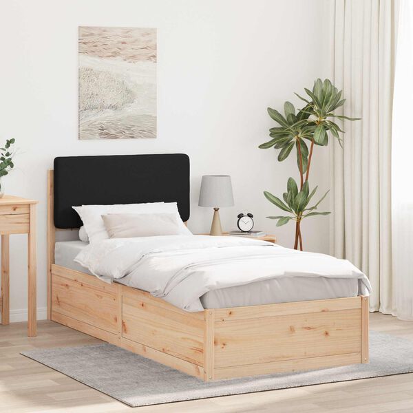 vidaXL Bettgestell mit gepolstertem Kopfteil Schwarz 90 x 190 cm