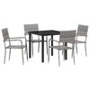 vidaXL Garten Essgruppe mit Kissen 5 pcs Grau Poly-Rattan