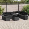 vidaXL 9-tlg. Garten-Sofagarnitur mit Kissen Schwarz Poly Rattan