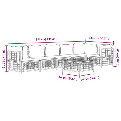 vidaXL 7-tlg. Garten-Lounge-Set mit Kissen Anthrazit Poly Rattan