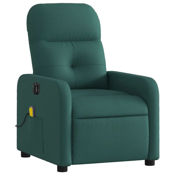 vidaXL Massagesessel Elektrisch Dunkelgr&uuml;n Stoff