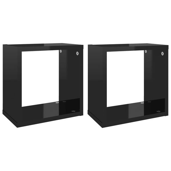 vidaXL W&uuml;rfelregale 2 Stk. Hochglanz-Schwarz 26x15x26 cm