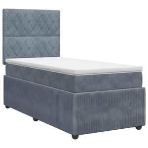 vidaXL Boxspringbett mit Matratze Dunkelgrau 100 x 200 cm Samt