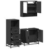 vidaXL 3-tlg. Badm&ouml;bel-Set Schwarz Holzwerkstoff