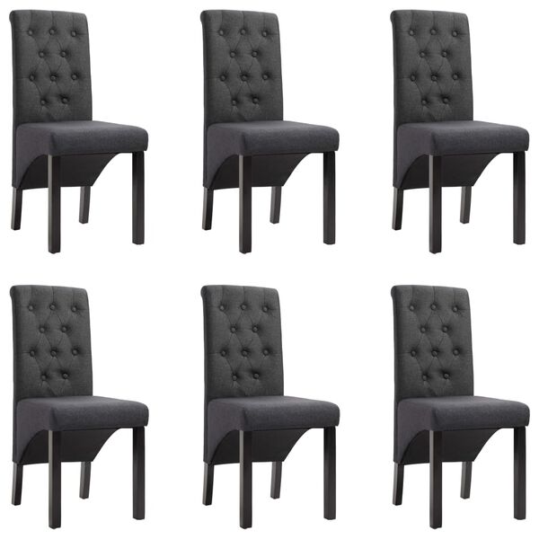 vidaXL Esszimmerst&uuml;hle 6 Stk. Dunkelgrau Stoff