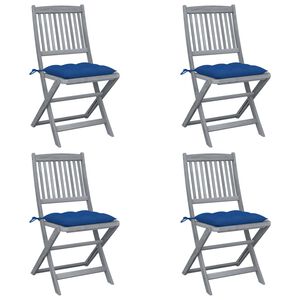 vidaXL Klappbare Gartenst&uuml;hle 4 Stk. mit Kissen Massivholz Akazie