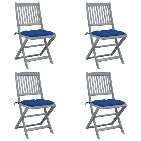 vidaXL Klappbare Gartenst&uuml;hle 4 Stk. mit Kissen Massivholz Akazie