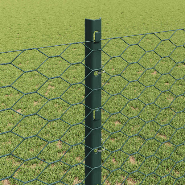 vidaXL Zaun mit Pfosten Gr&uuml;n 1,2 x 100 m Stahl und PVC