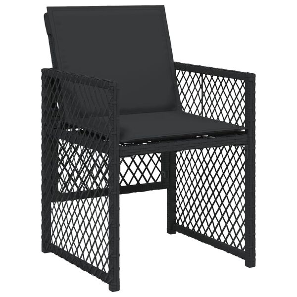 vidaXL 17-tlg. Garten-Essgruppe mit Kissen Schwarz Poly Rattan
