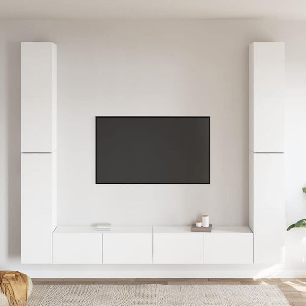 vidaXL 6-tlg. TV-Schrank-Set Wei&szlig; Holzwerkstoff