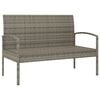 vidaXL Gartenbank mit Kissen Grau 105 cm Poly Rattan