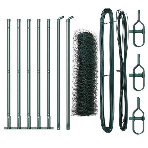 vidaXL Zaunpfosten Gr&uuml;n 10 x 0,6 m (50 mm Maschen) Stahl und PVC