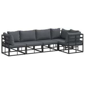 vidaXL Gartensofa-set 5 stk. Schwarz Aluminium