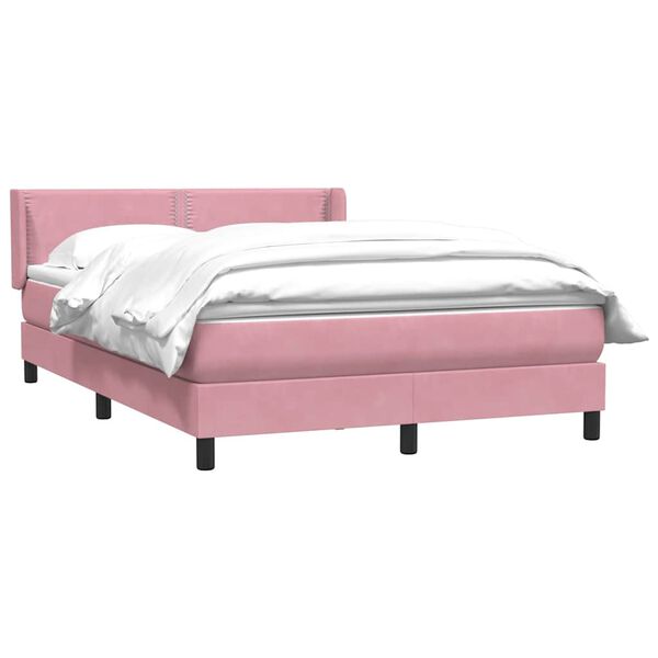 vidaXL Boxspringbett mit Matratze Rosa 140x210 cm Samt