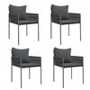 vidaXL Gartenst&uuml;hle mit Kissen 4 Stk. Schwarz 54x61x83 cm Poly Rattan