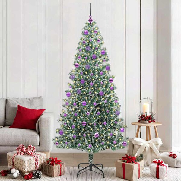 vidaXL K&uuml;nstlicher Weihnachtsbaum beschneit mit LED Licht 210 cm