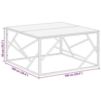 vidaXL Couchtisch Silbern Edelstahl und Massivholz Akazie