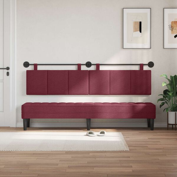 vidaXL H&auml;ngevorderseite Wandmontiert Weinrot 210 x 55 x 5 cm Stoff