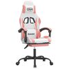 vidaXL Gaming-Stuhl mit Fu&szlig;st&uuml;tze Wei&szlig; und Rosa Kunstleder