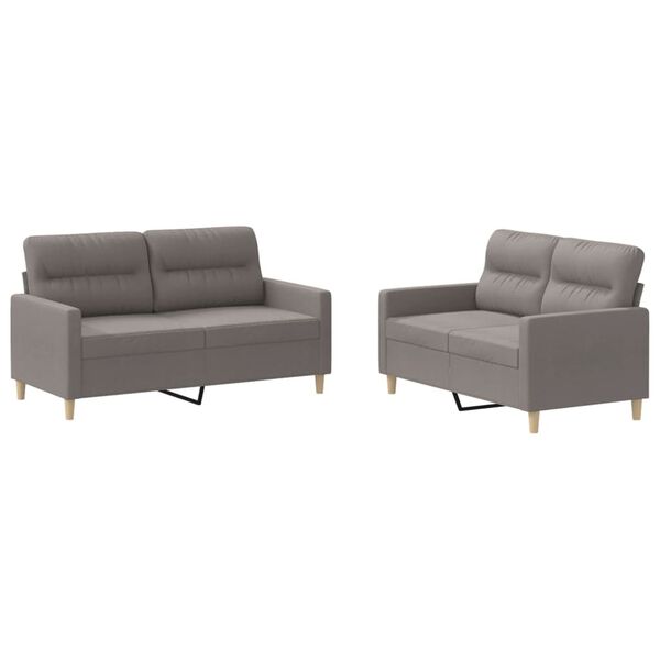 vidaXL 2-tlg. Sofagarnitur mit Kissen Taupe Stoff