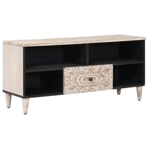 vidaXL TV-Schr&auml;nk Wei&szlig; 100 x 33,5 x 46 cm Massivholz Mango