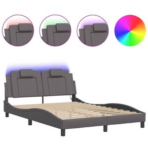 vidaXL Bettgestell "Viana" mit LED ohne Matratze Grau 120x200 cm