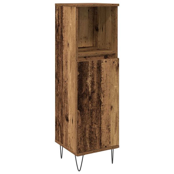 vidaXL Badezimmerm&ouml;bel-Set mit Regal 3 pcs Altholz Holzwerkstoff