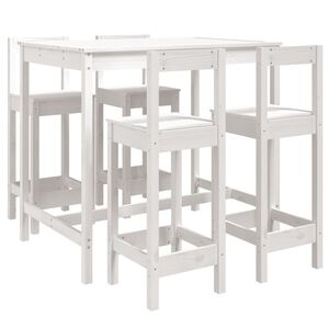 vidaXL 5-tlg. Gartenbar-Set Wei&szlig; Massivholz Kiefer
