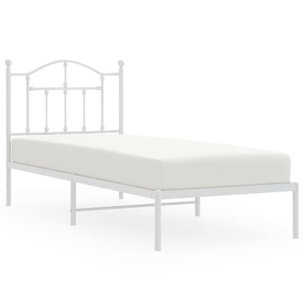 vidaXL Bettgestell mit Kopfteil Metall Wei&szlig; 90x200 cm