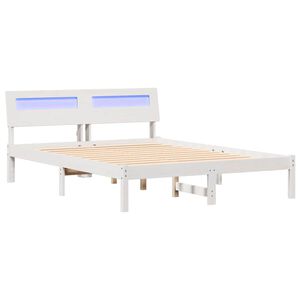 vidaXL Bettrahmen mit Kopfteil Wei&szlig; 120 x 200 cm Massives Kiefernholz