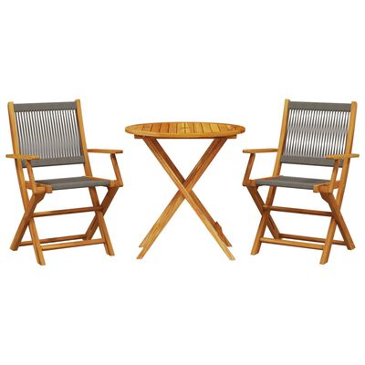 vidaXL 3-tlg. Bistro-Set Grau Polypropylen und Massivholz