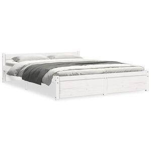vidaXL Massivholzbett Wei&szlig; 140x190 cm