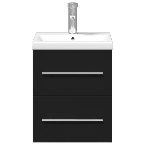 vidaXL Waschbeckenunterschrank mit Einbaubecken Schwarz